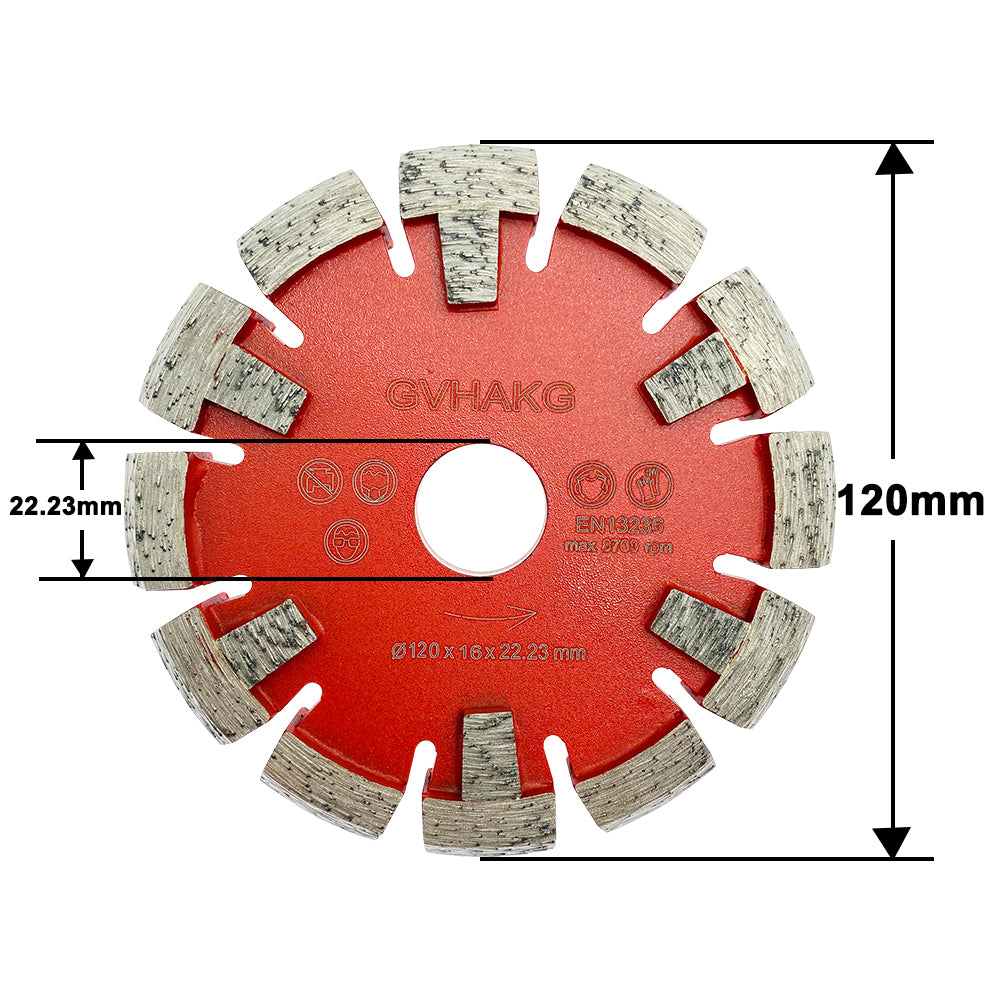 Diamant Räumscheibe 120*16*12*22.23mm Fußbodenerwärmung Diamond Tuck Point Blade voor harde granieten betonnen vloer 