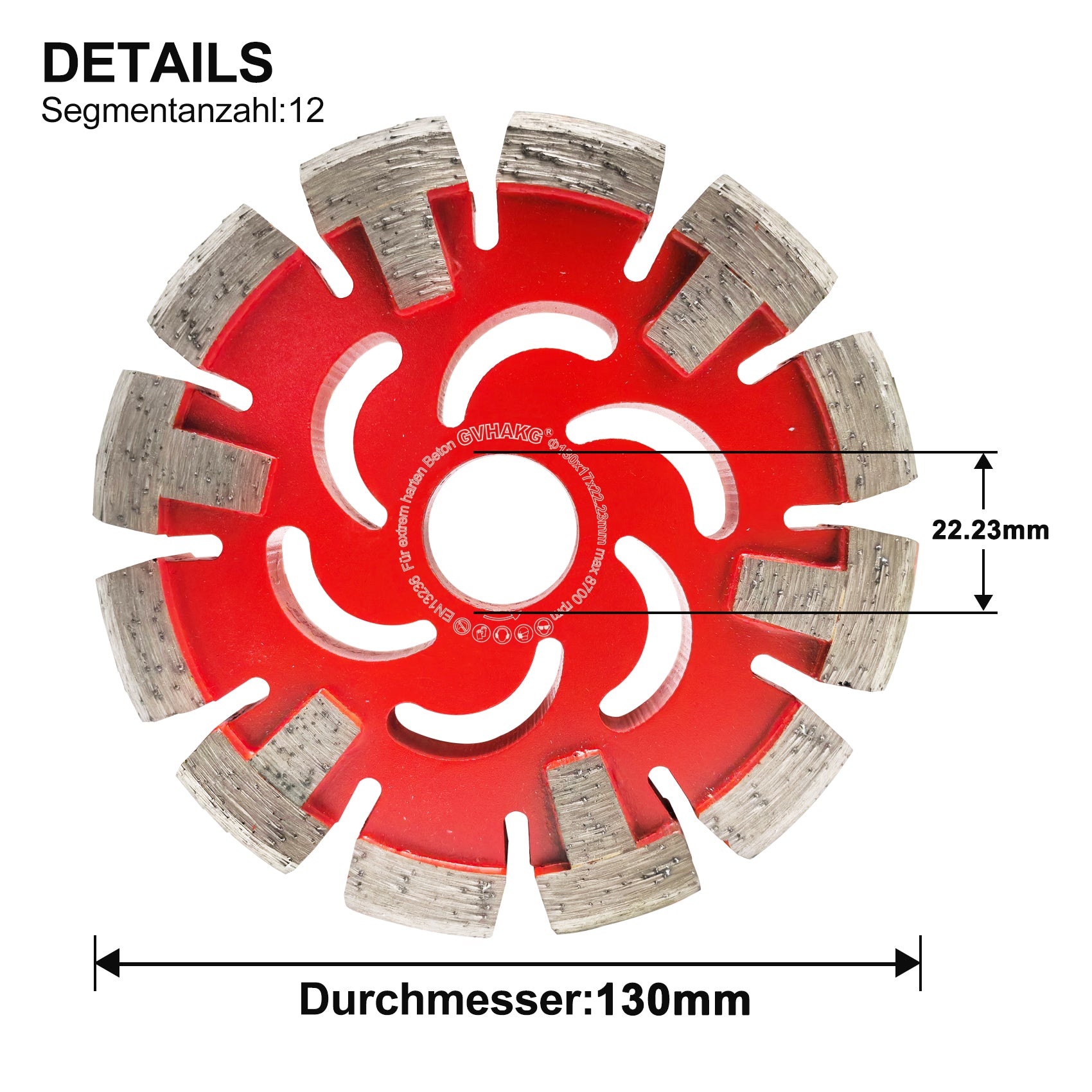 130*17*12*22.23mm Diamant Frässcheibe für Fußbodenheizung