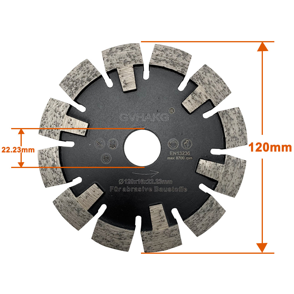 120*16*12*22.23mm Diamant Räumscheibe vloerverwarming Diamond Tuck Point Blade for Granite Concrete floor