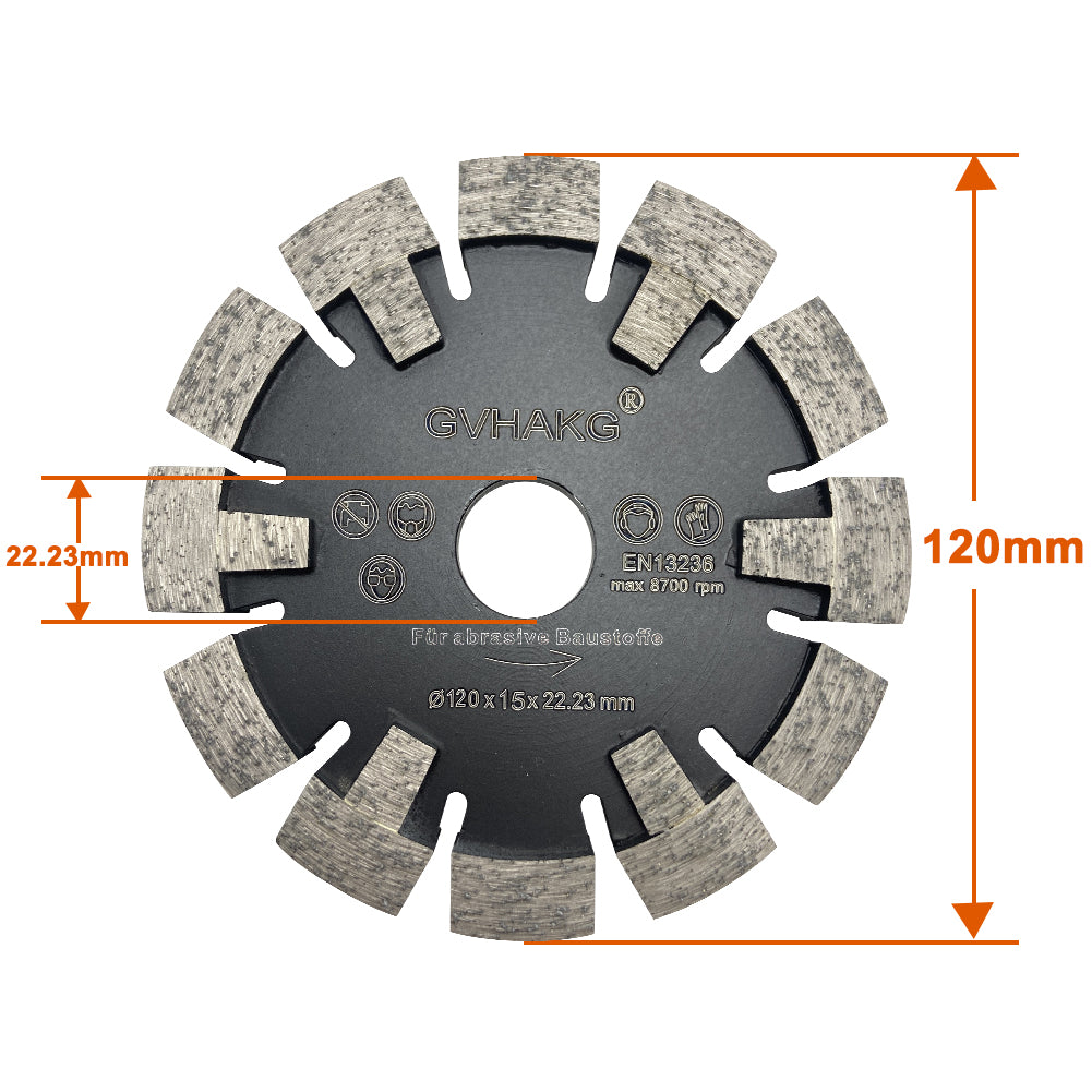 120*15*12*22.23mm Diamant vloerverwarming Räumscheibe for Granite beton Concrete floor